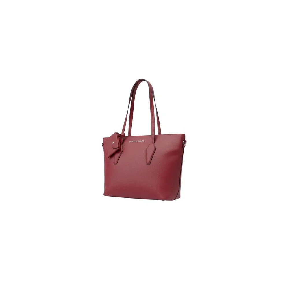 Christian Siriano Tote Bag Womens Large Red Excellent Faux Leather Shoulder Bag